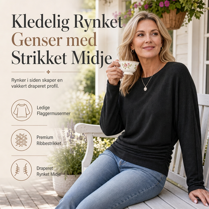 🔥50 % rabatt✨👚 Avslappet oversized-genser for kvinner | Rund hals, lange ermer og trendy rynkedetaljer