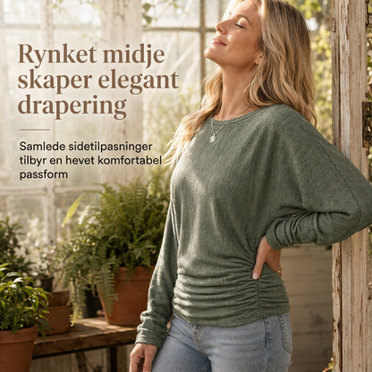 🔥50 % rabatt✨👚 Avslappet oversized-genser for kvinner | Rund hals, lange ermer og trendy rynkedetaljer