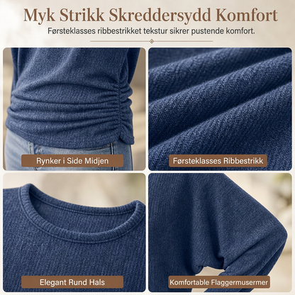 🔥50 % rabatt✨👚 Avslappet oversized-genser for kvinner | Rund hals, lange ermer og trendy rynkedetaljer