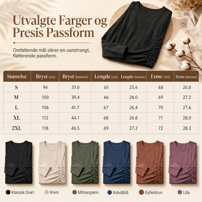 🔥50 % rabatt✨👚 Avslappet oversized-genser for kvinner | Rund hals, lange ermer og trendy rynkedetaljer