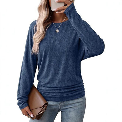 🔥50 % rabatt✨👚 Avslappet oversized-genser for kvinner | Rund hals, lange ermer og trendy rynkedetaljer