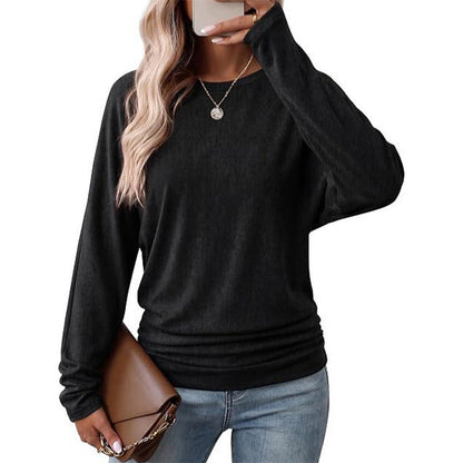 🔥50 % rabatt✨👚 Avslappet oversized-genser for kvinner | Rund hals, lange ermer og trendy rynkedetaljer