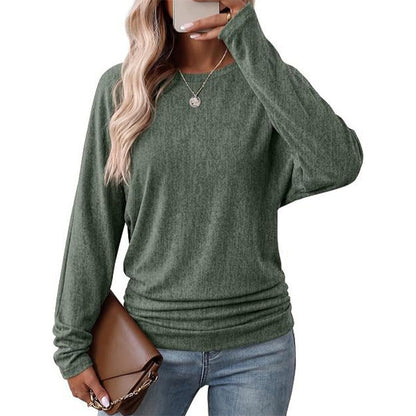 🔥50 % rabatt✨👚 Avslappet oversized-genser for kvinner | Rund hals, lange ermer og trendy rynkedetaljer