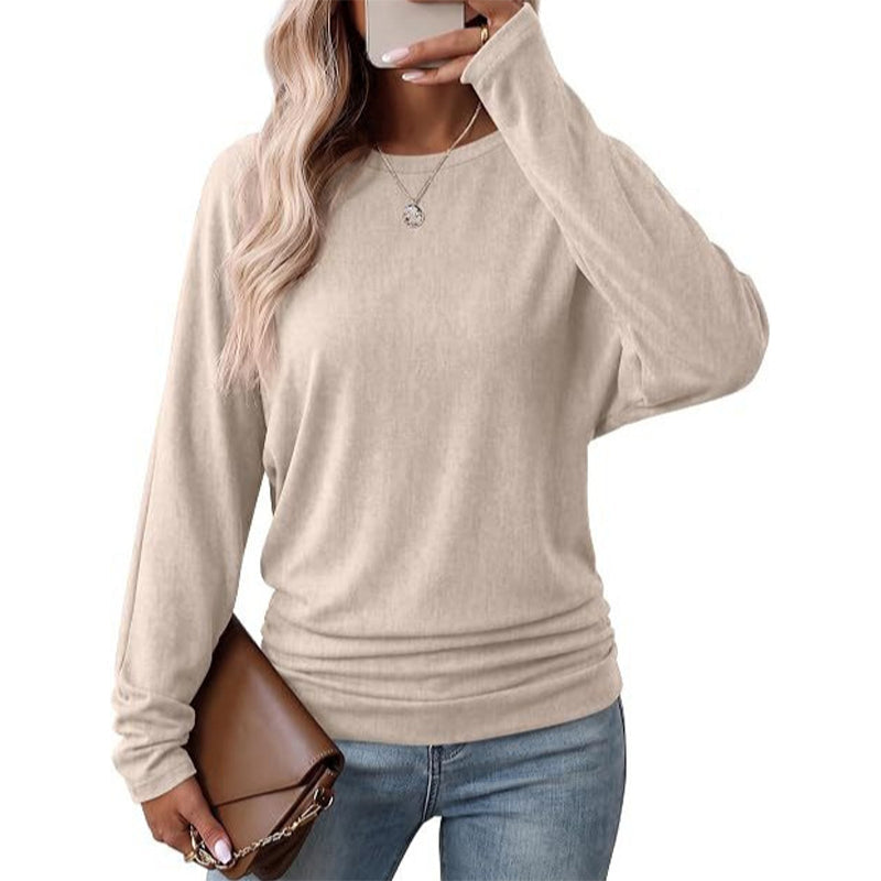 🔥50 % rabatt✨👚 Avslappet oversized-genser for kvinner | Rund hals, lange ermer og trendy rynkedetaljer
