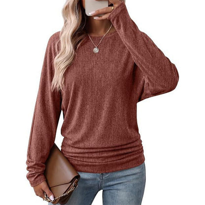 🔥50 % rabatt✨👚 Avslappet oversized-genser for kvinner | Rund hals, lange ermer og trendy rynkedetaljer