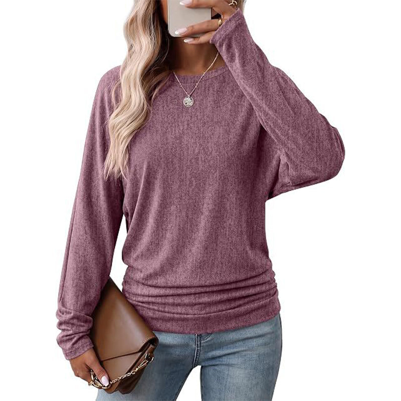 🔥50 % rabatt✨👚 Avslappet oversized-genser for kvinner | Rund hals, lange ermer og trendy rynkedetaljer