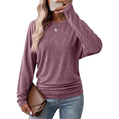 🔥50 % rabatt✨👚 Avslappet oversized-genser for kvinner | Rund hals, lange ermer og trendy rynkedetaljer