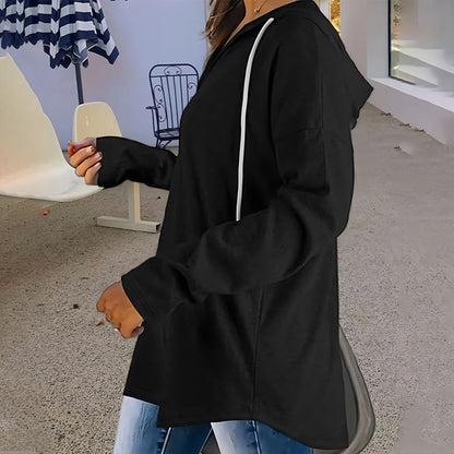 Enfarget hettegenser med snor – unisex, myk og avslappet passform