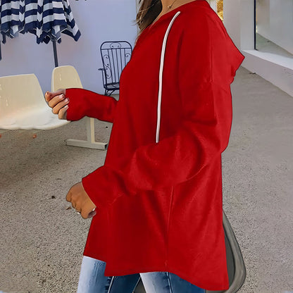 Enfarget hettegenser med snor – unisex, myk og avslappet passform