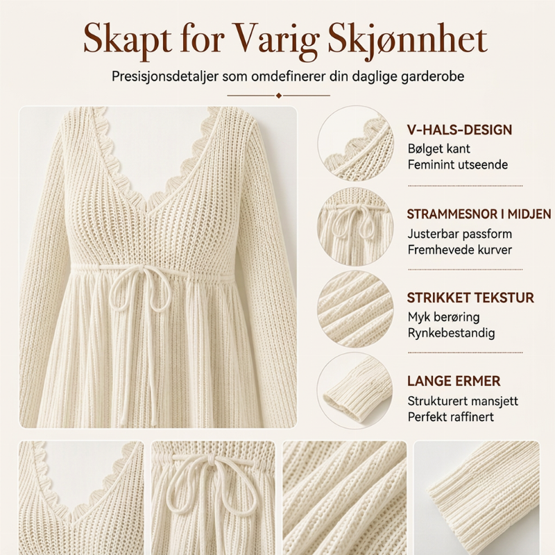 🔥50 % rabatt✨🧶 Sexy strikkegenser med V-utringning og snøring for kvinner | Myk strikk, feminin passform og justerbar snøring