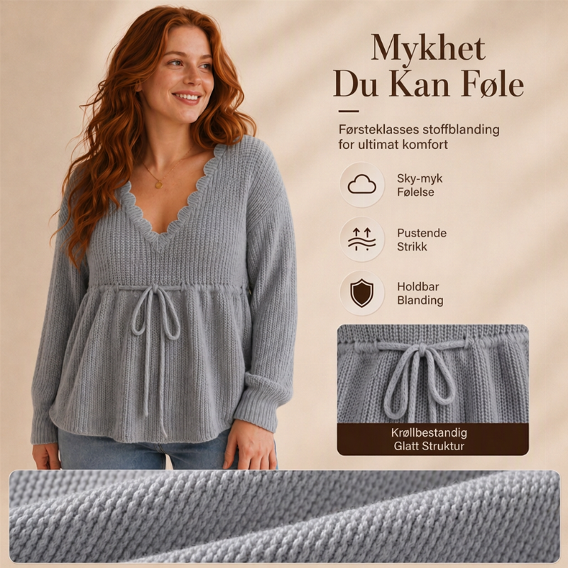 🔥50 % rabatt✨🧶 Sexy strikkegenser med V-utringning og snøring for kvinner | Myk strikk, feminin passform og justerbar snøring