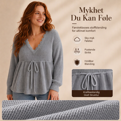 🔥50 % rabatt✨🧶 Sexy strikkegenser med V-utringning og snøring for kvinner | Myk strikk, feminin passform og justerbar snøring
