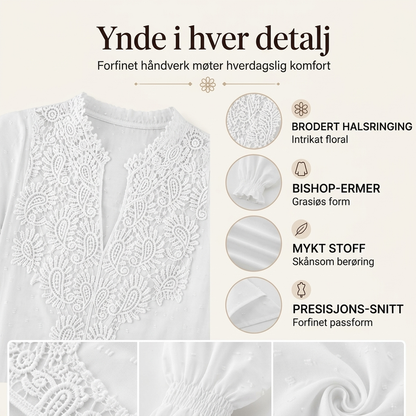 🔥50 % rabatt✨👚 Blondetopp med V-hals og lange ermer for damer | Myk blonde, feminin passform og elegant uttrykk