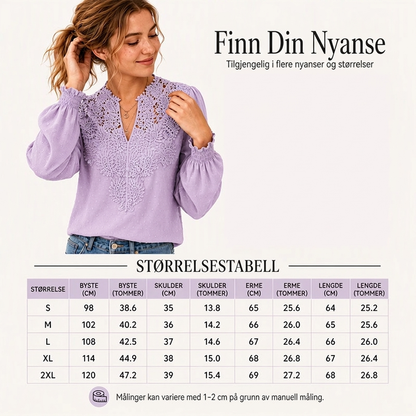 🔥50 % rabatt✨👚 Blondetopp med V-hals og lange ermer for damer | Myk blonde, feminin passform og elegant uttrykk