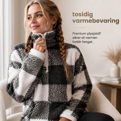 🔥50 % rabatt✨🧥 Rutete sherpa-jakke i patchwork-design for damer | Myk, varm og avslappet passform