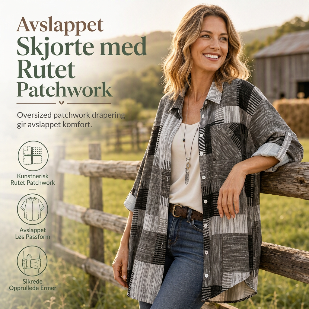🔥50 % rabatt✨👕 Rutete overskjorte i løs passform for damer | Stor størrelse, til vår og høst