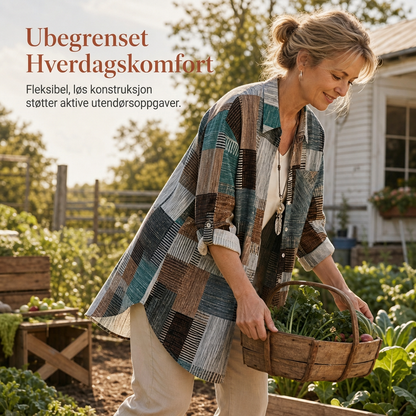 🔥50 % rabatt✨👕 Rutete overskjorte i løs passform for damer | Stor størrelse, til vår og høst