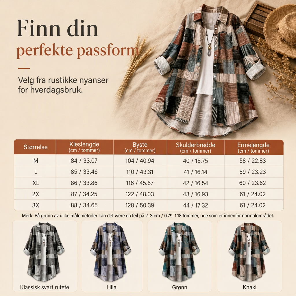🔥50 % rabatt✨👕 Rutete overskjorte i løs passform for damer | Stor størrelse, til vår og høst