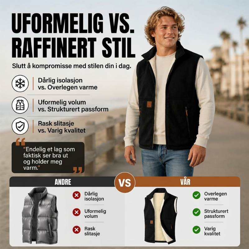 ️ Tykk Varmevest for Vinteren – Unisex Modell med Koselig Plysjfôring
