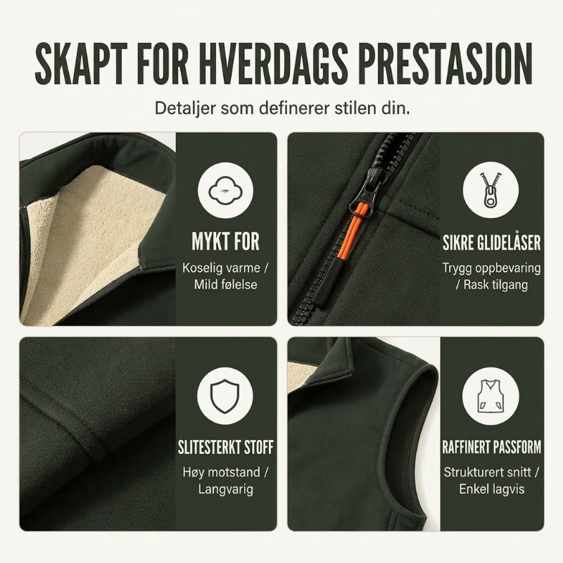 ️ Tykk Varmevest for Vinteren – Unisex Modell med Koselig Plysjfôring