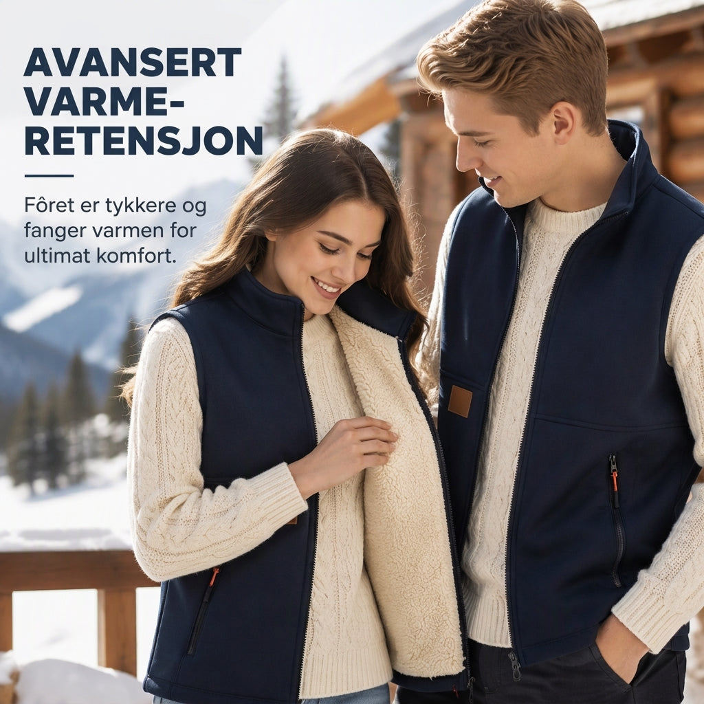️ Tykk Varmevest for Vinteren – Unisex Modell med Koselig Plysjfôring