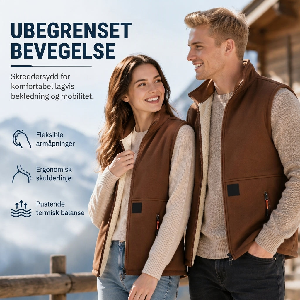 ️ Tykk Varmevest for Vinteren – Unisex Modell med Koselig Plysjfôring