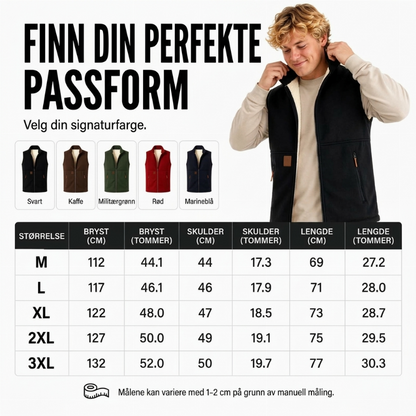 ️ Tykk Varmevest for Vinteren – Unisex Modell med Koselig Plysjfôring