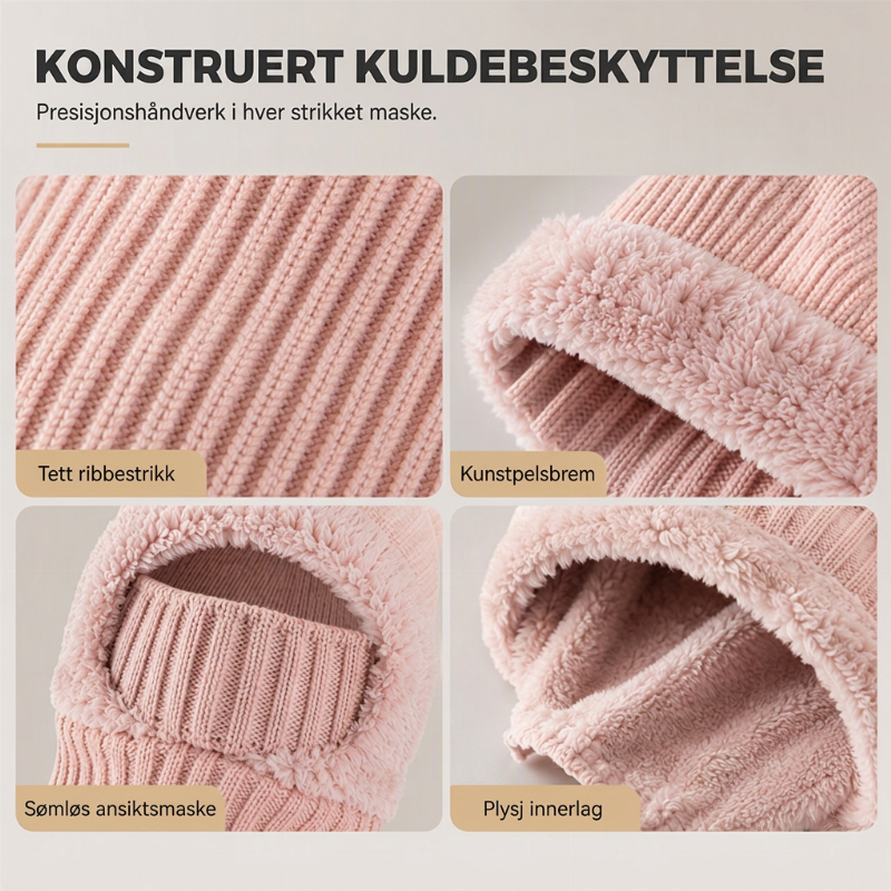 ❄️ 50% RABATT | 3-i-1 strikket vinterbalaklava – lue, ansiktsmaske & halsvarmer