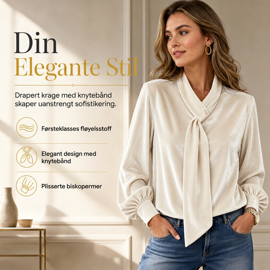 Fløyels-T-skjorte for kvinner med lange ermer og bånddesign