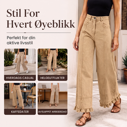 🔥50 % rabatt✨👖 Ballonbukser for damer med volangkant | Myk komfort og avslappet passform til høsten