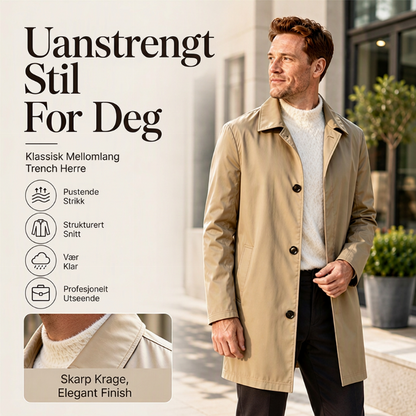 🔥 50% RABATT 🧥 Herre Enkeltspent Kåpe – Minimalistisk & Tidløs