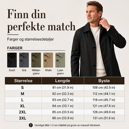 🔥 50% RABATT 🧥 Herre Enkeltspent Kåpe – Minimalistisk & Tidløs