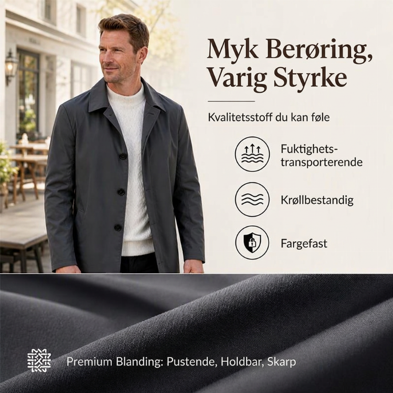 🔥 50% RABATT 🧥 Herre Enkeltspent Kåpe – Minimalistisk & Tidløs
