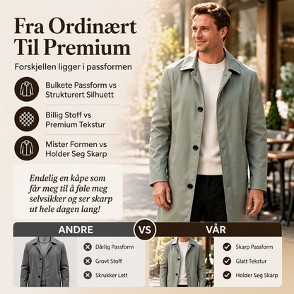 🔥 50% RABATT 🧥 Herre Enkeltspent Kåpe – Minimalistisk & Tidløs
