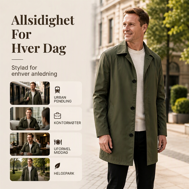 🔥 50% RABATT 🧥 Herre Enkeltspent Kåpe – Minimalistisk & Tidløs