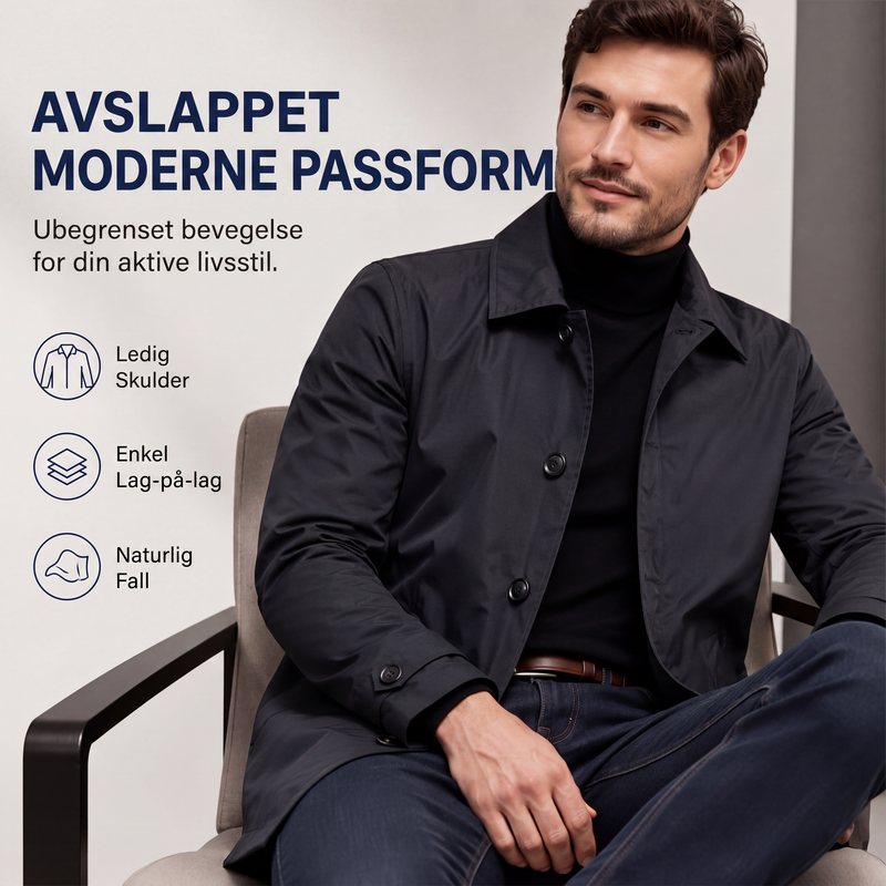 🔥 50% RABATT 🔥 Vanntett Herre Trenchcoat i Midtlang Lengde – Klassisk, Pustende & Allsidig 🧥