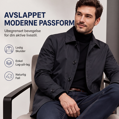 🔥 50% RABATT 🔥 Vanntett Herre Trenchcoat i Midtlang Lengde – Klassisk, Pustende & Allsidig 🧥