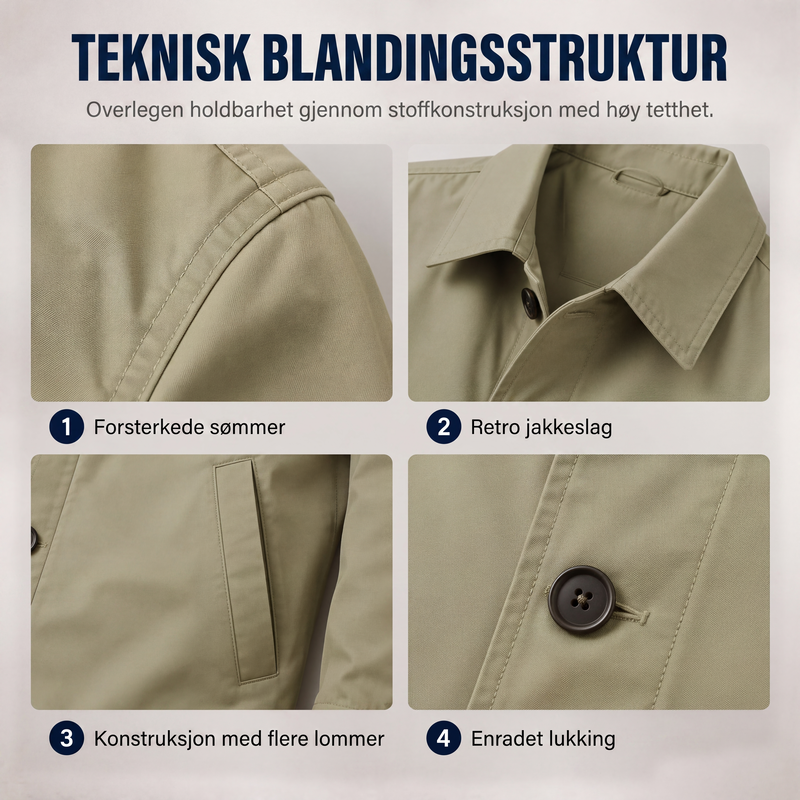 🔥 50% RABATT 🔥 Vanntett Herre Trenchcoat i Midtlang Lengde – Klassisk, Pustende & Allsidig 🧥