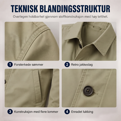 🔥 50% RABATT 🔥 Vanntett Herre Trenchcoat i Midtlang Lengde – Klassisk, Pustende & Allsidig 🧥