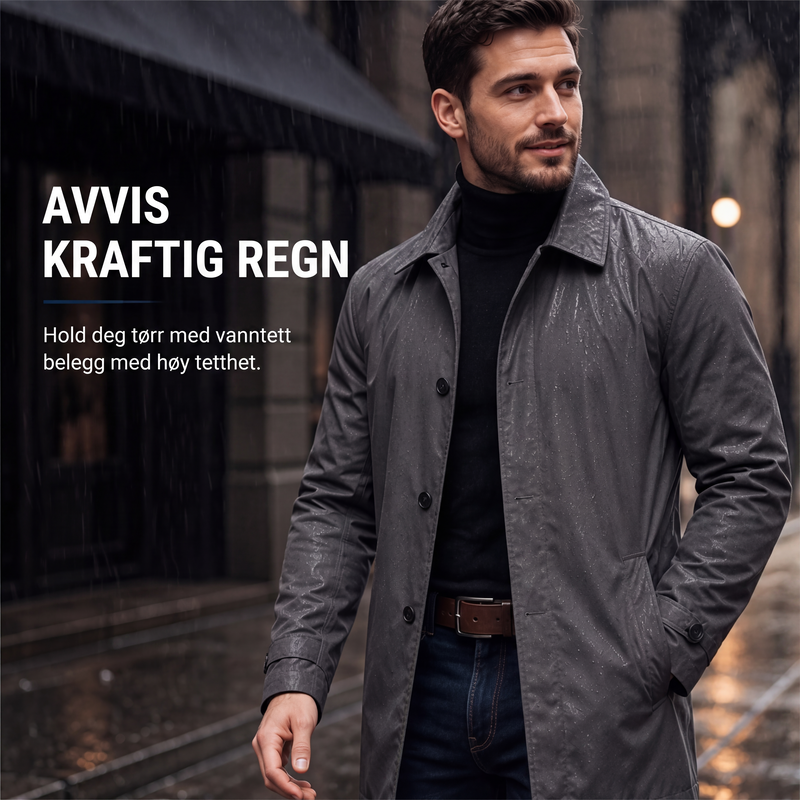 🔥 50% RABATT 🔥 Vanntett Herre Trenchcoat i Midtlang Lengde – Klassisk, Pustende & Allsidig 🧥