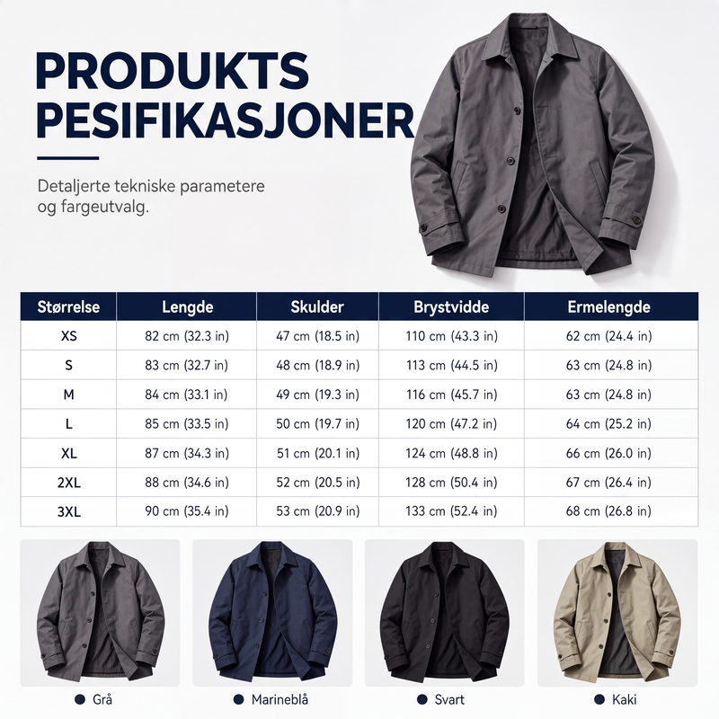 🔥 50% RABATT 🔥 Vanntett Herre Trenchcoat i Midtlang Lengde – Klassisk, Pustende & Allsidig 🧥
