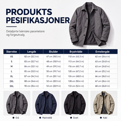 🔥 50% RABATT 🔥 Vanntett Herre Trenchcoat i Midtlang Lengde – Klassisk, Pustende & Allsidig 🧥