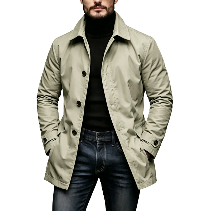 🔥 50% RABATT 🔥 Vanntett Herre Trenchcoat i Midtlang Lengde – Klassisk, Pustende & Allsidig 🧥