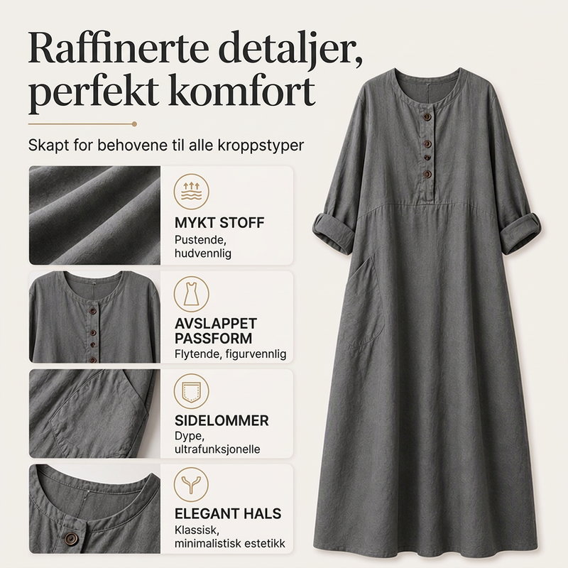 🔥 50% RABATT 🔥 Uformell Maxikjole for Kvinner med Lommer – Ledig Passform, Pustende & Allsidig 👗