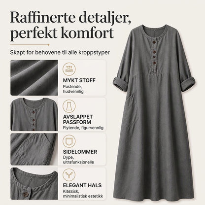 🔥 50% RABATT 🔥 Uformell Maxikjole for Kvinner med Lommer – Ledig Passform, Pustende & Allsidig 👗
