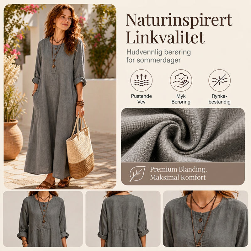 🔥 50% RABATT 🔥 Uformell Maxikjole for Kvinner med Lommer – Ledig Passform, Pustende & Allsidig 👗