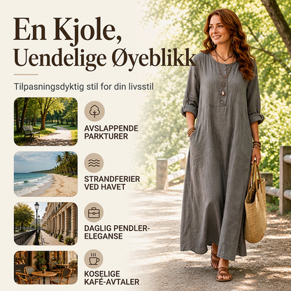 🔥 50% RABATT 🔥 Uformell Maxikjole for Kvinner med Lommer – Ledig Passform, Pustende & Allsidig 👗