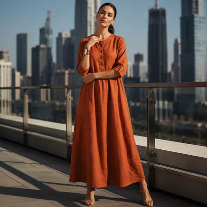 🔥 50% RABATT 🔥 Uformell Maxikjole for Kvinner med Lommer – Ledig Passform, Pustende & Allsidig 👗