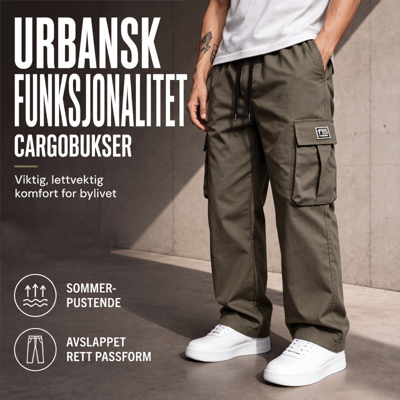 🔥 50% RABATT 🔥 Cargobukser for Menn – Løs & Avslappet Passform, Allsidig & Komfortabel 👖✨