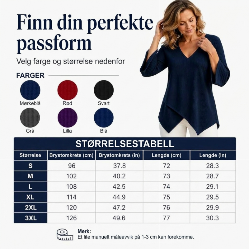 🔥 50% Rabatt 👚 Løstsittende Vaffelstrikket Topp for Kvinner – V-hals & Komfortabel Passform